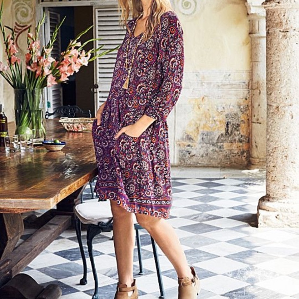 Garnet Hill Bohemian Pocket Dress like NWOT